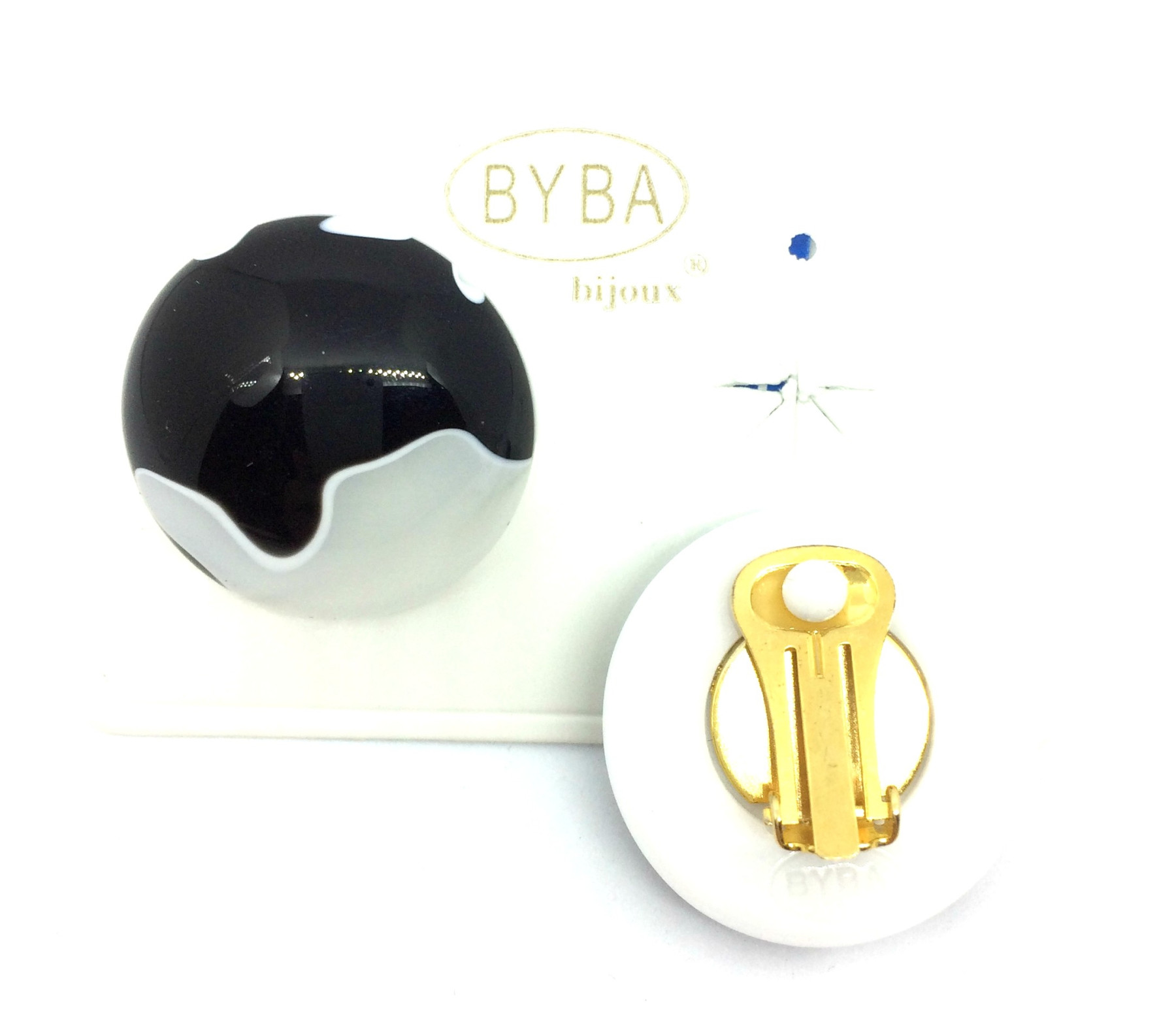 orecchino a clip effetto marmorizzato bianco e nero art. 460644B