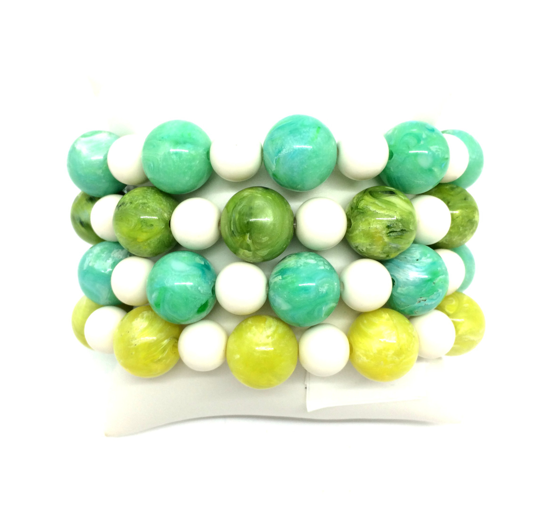 BRACCIALE ELASTICO CON 4 FILI DI PERLE IN RESINA MARMORIZZATE ART. 860861B