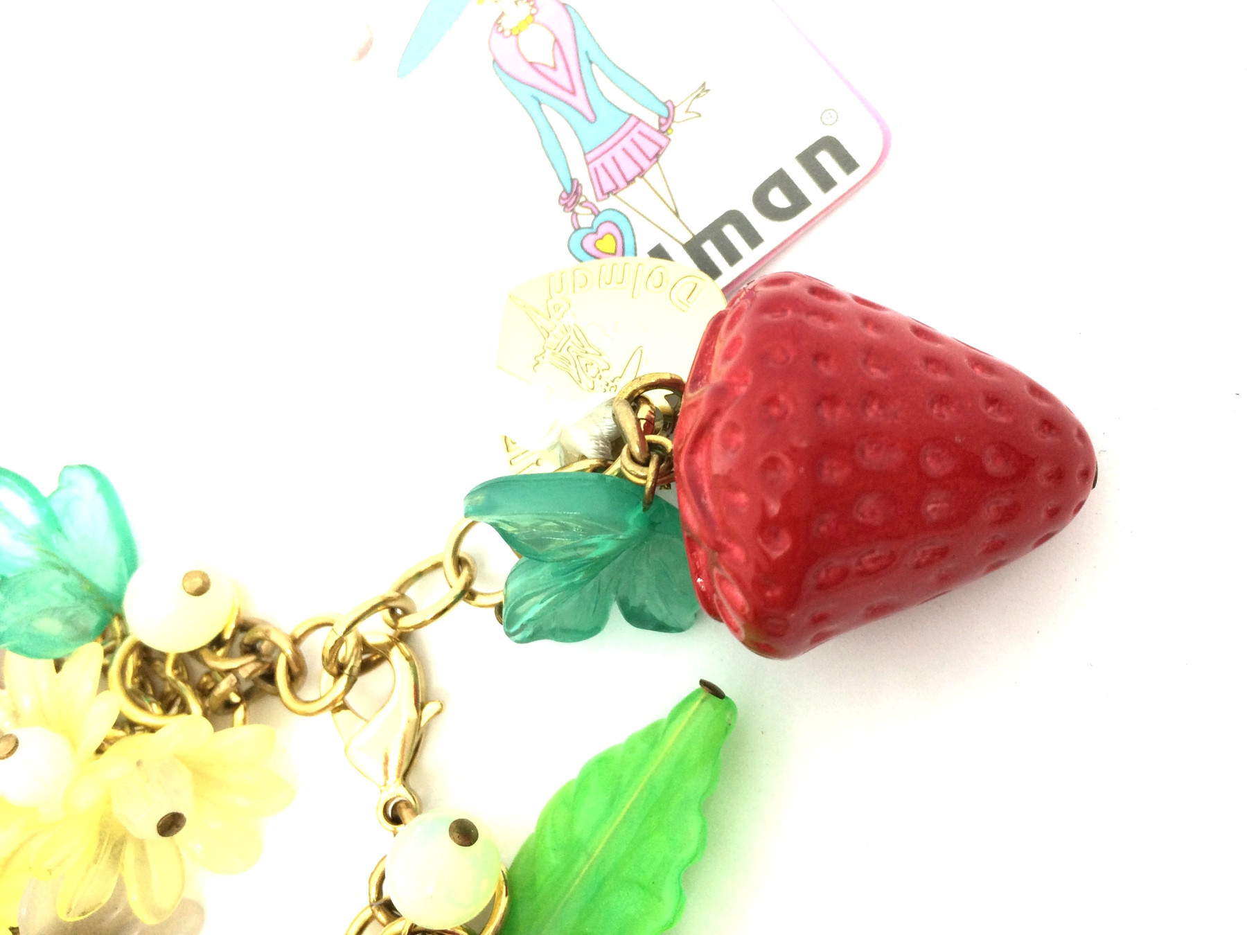 BRACCIALE SEMI-RIGIDO floreale con  FRAGOLA IN RESINA art. B000021