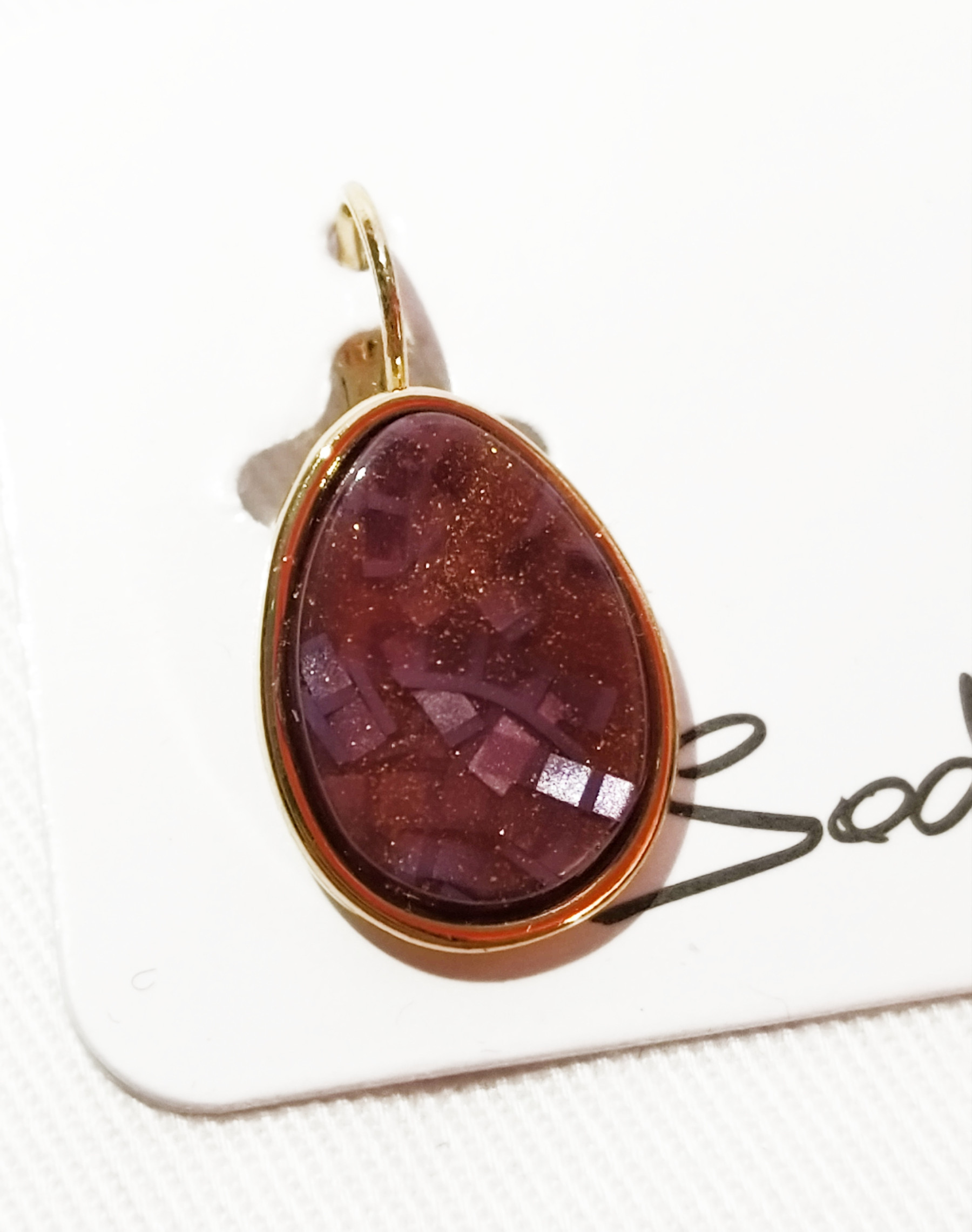 ORECCHINO A BOCCOLA bordeaux CON GLITTER 