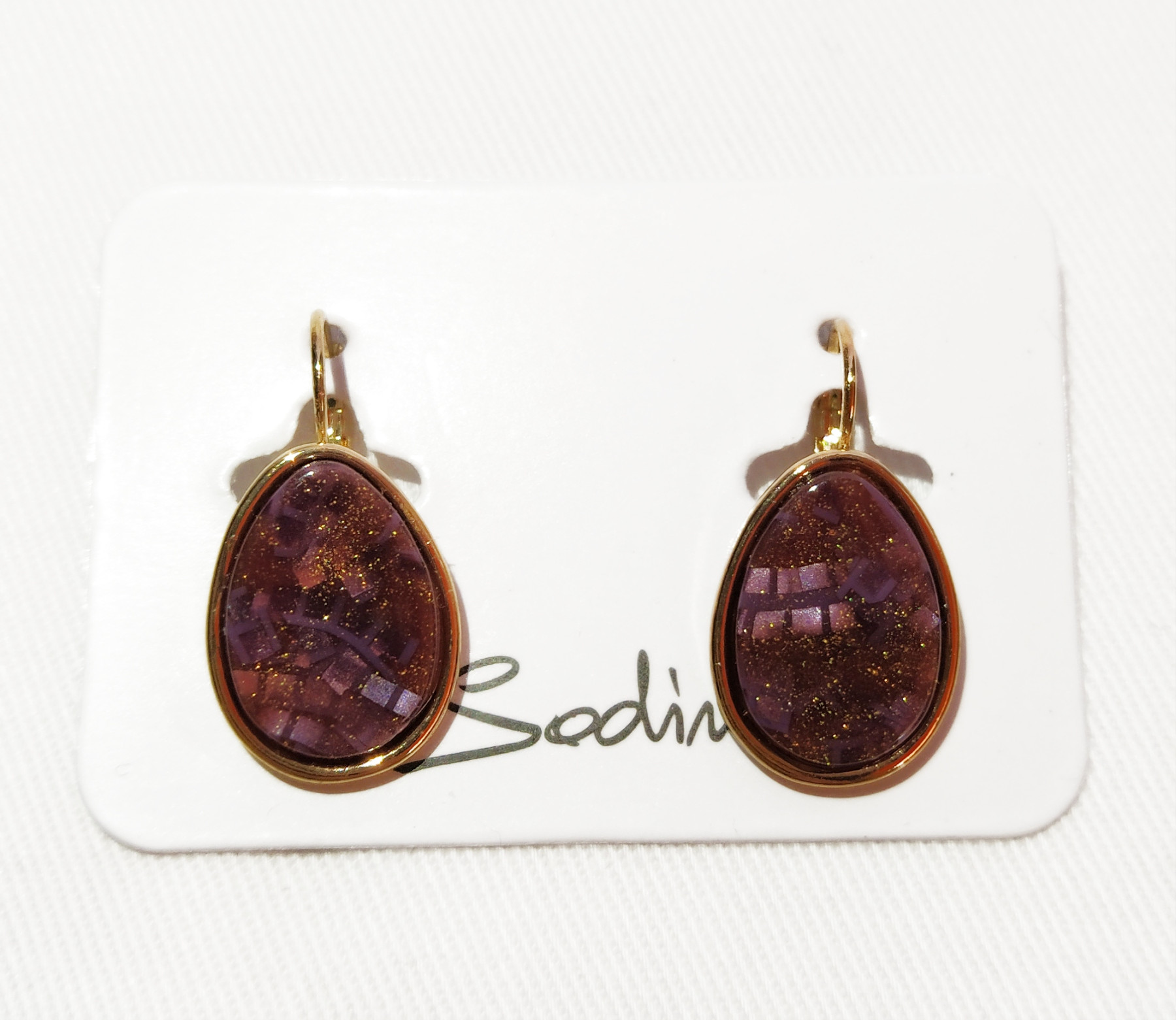 ORECCHINO A BOCCOLA bordeaux CON GLITTER 