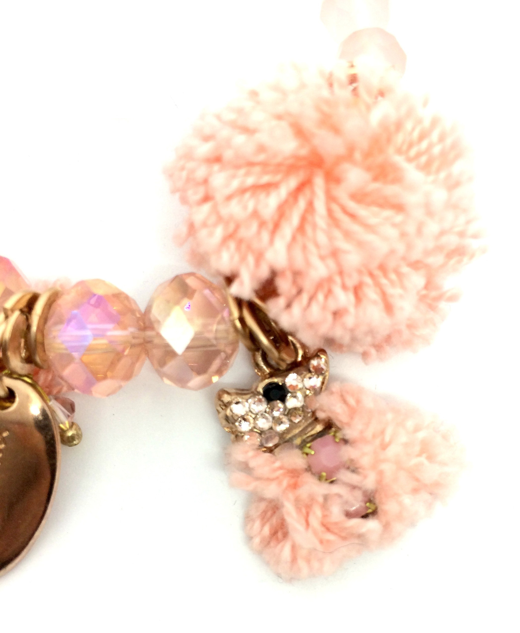 bracciale elastico rosa con pon-pon e charm art. 531504X