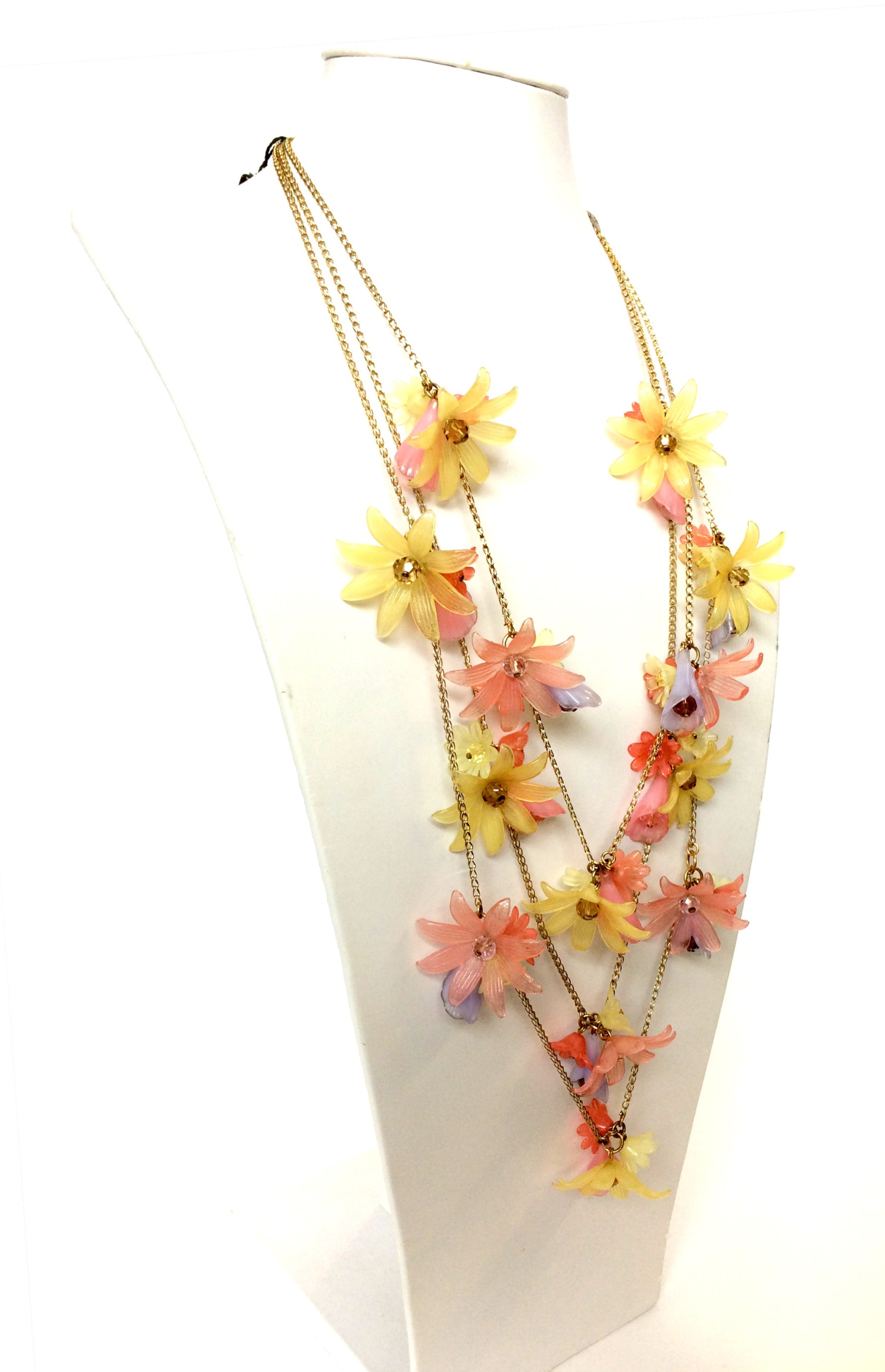 collana lunga multifilo con fiori in resina multicolor art. B000092