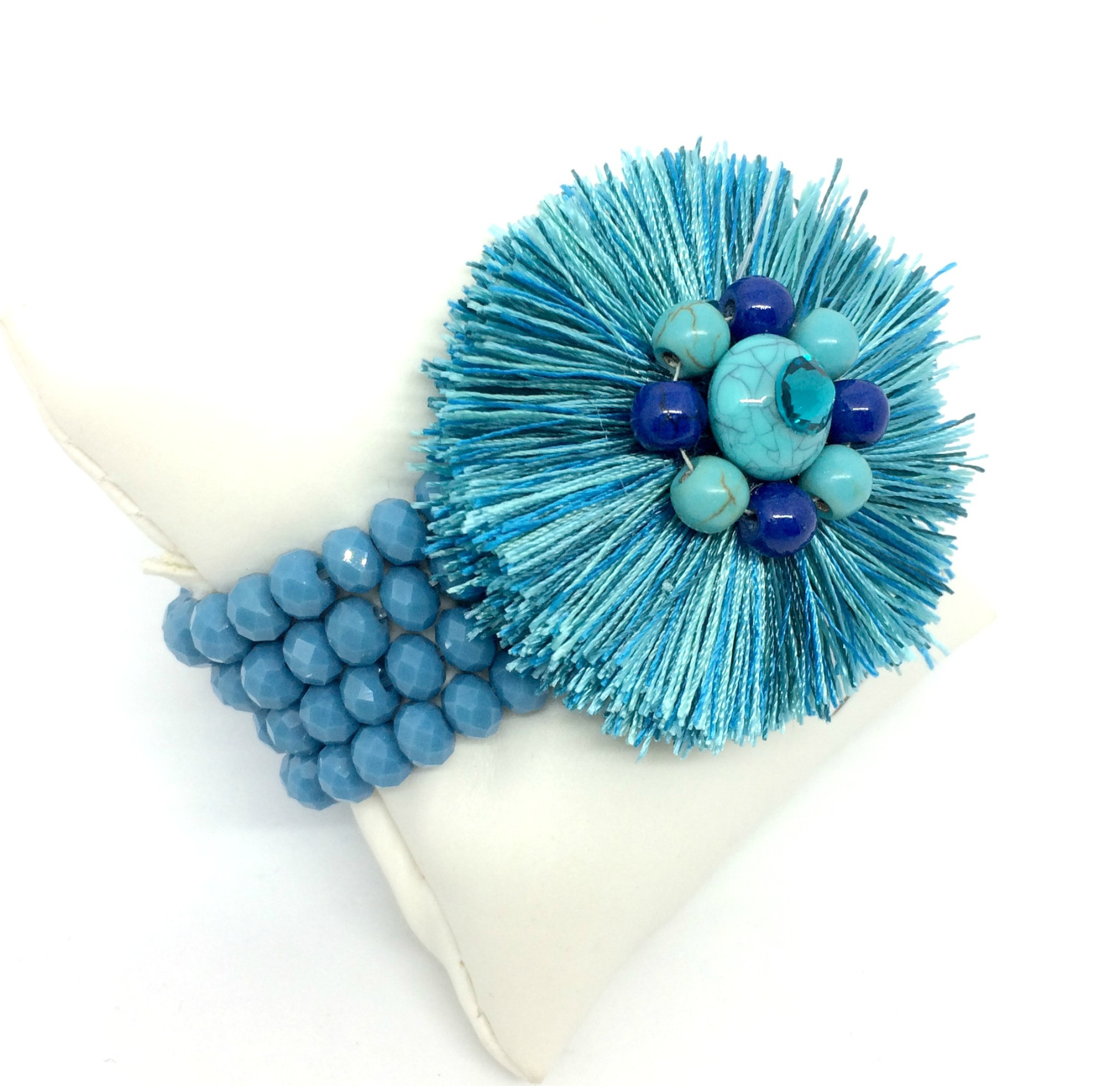 bracciale elastico multifilo di perle sfaccettate e fiore multicolor art. 953139WE