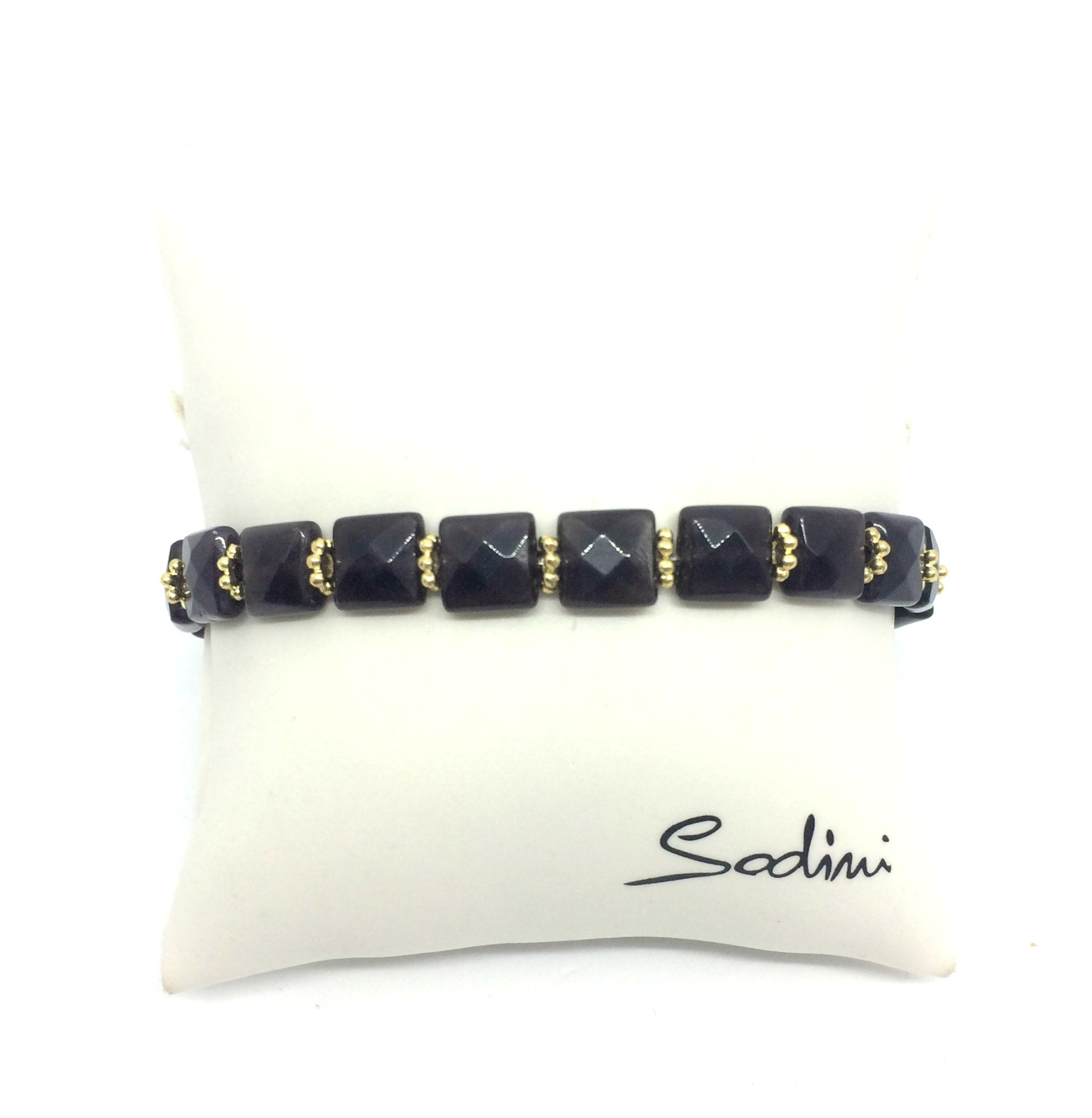 bracciale elastico di perline quadrate marroni art. 930023C