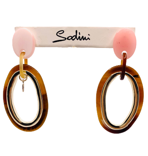 ORECCHINI A PERNO IN RESINA CON OVALE ROSA ART.820419X