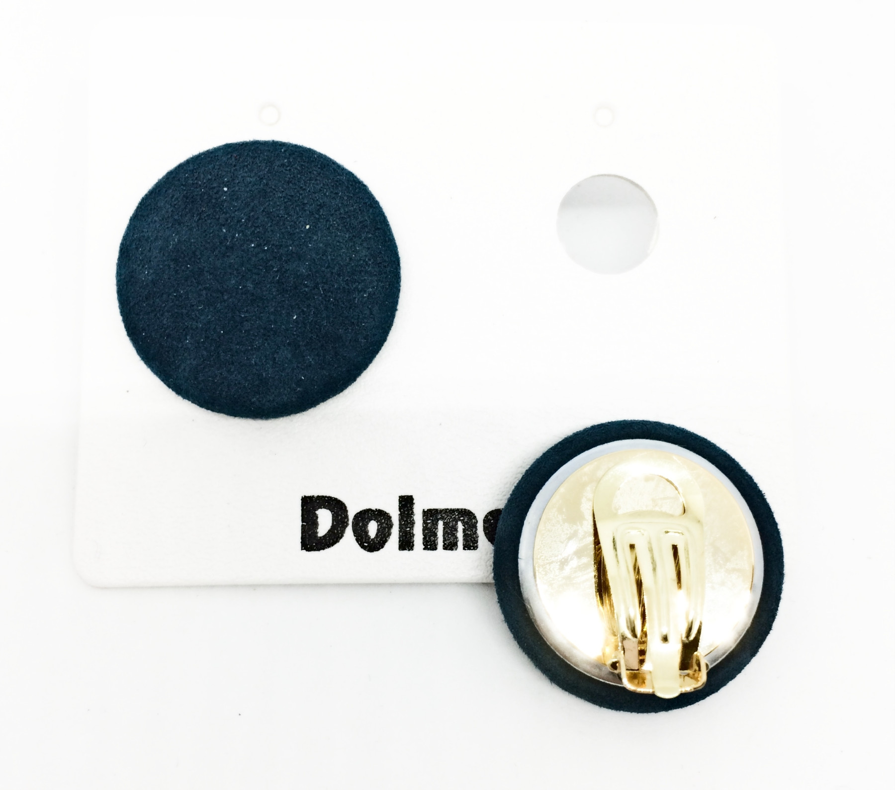 Orecchino a clip con bottone in velluto ottanio art. B000253