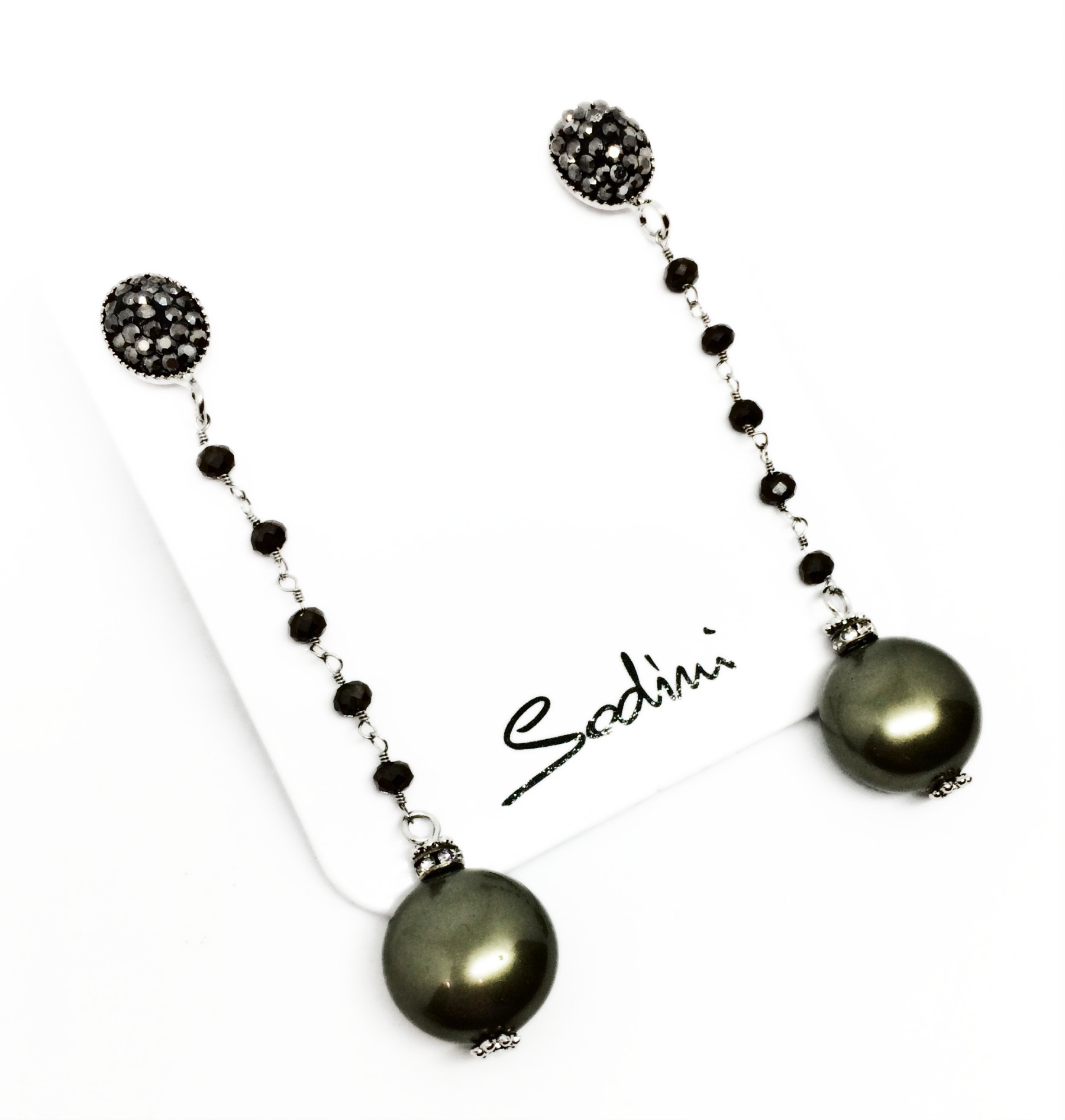 ORECCHINO A PERNO CON STRASS E perla schiacciata viola ART. 930169DS