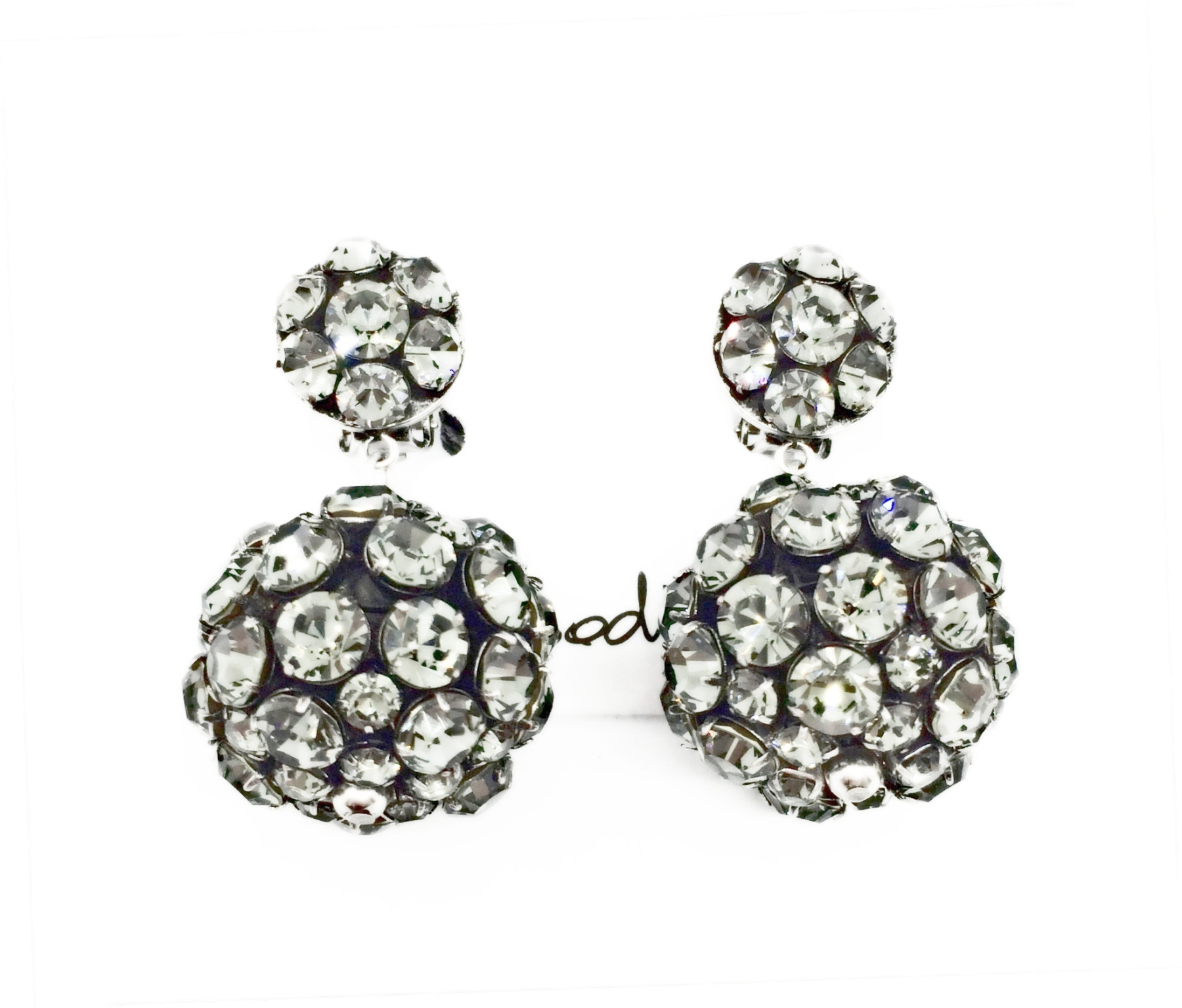 Orecchino a clip canna di fucile con strass grigi incastonati art. 910783C