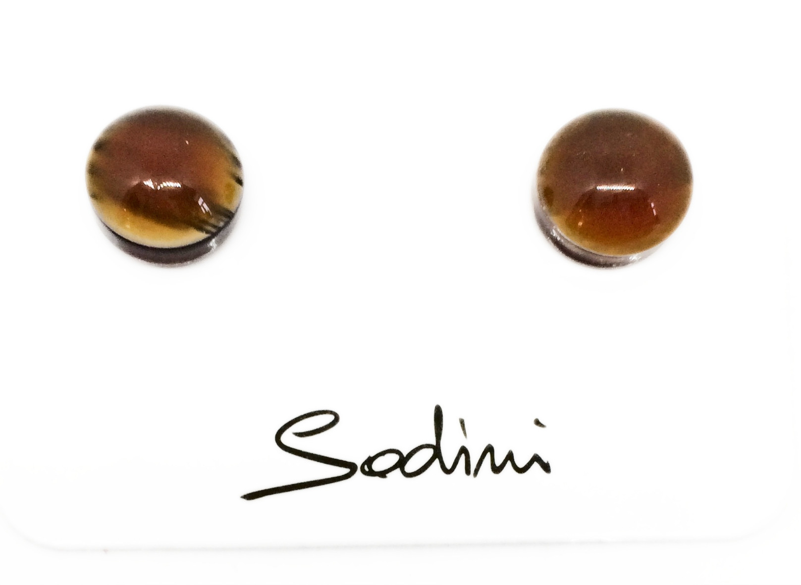 Orecchino a perno marmorizzato marrone art. 820246D