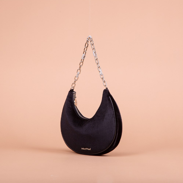 BORSA HOBO IN VELLUTO NERO ART.M8-M200317