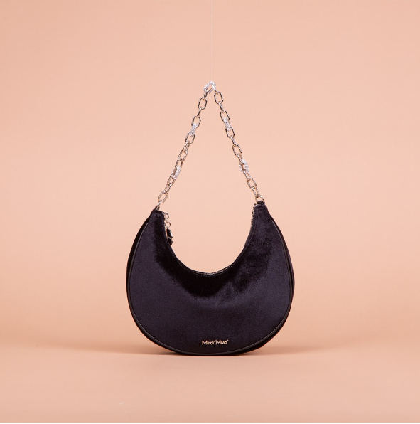 BORSA HOBO IN VELLUTO NERO ART.M8-M200317