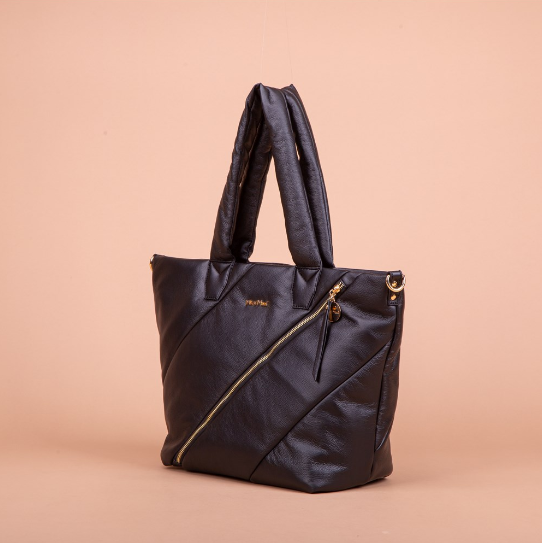 BORSA SHOPPER TRAPUNTATA CON ZIP FRONTALE NERO ART.M8-H200347
