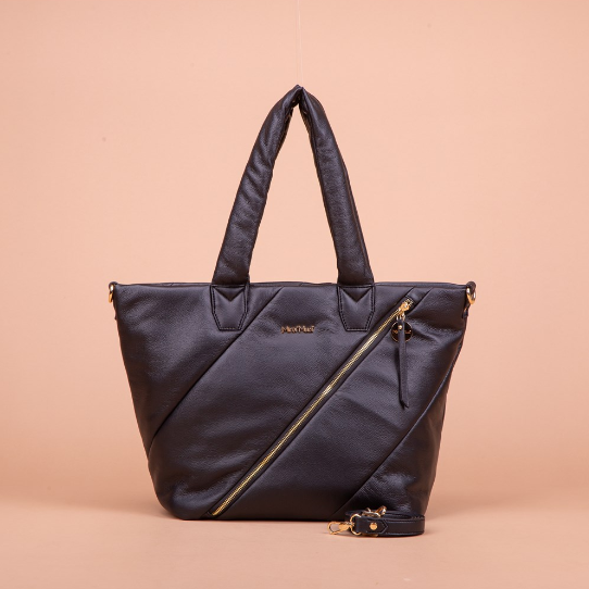 BORSA SHOPPER TRAPUNTATA CON ZIP FRONTALE NERO ART.M8-H200347