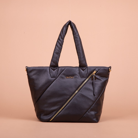 BORSA SHOPPER TRAPUNTATA CON ZIP FRONTALE NERO ART.M8-H200347