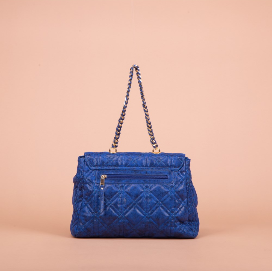 BORSA A MANO TRAPUNTATA CON LUREX BLU ART.M8-H200248