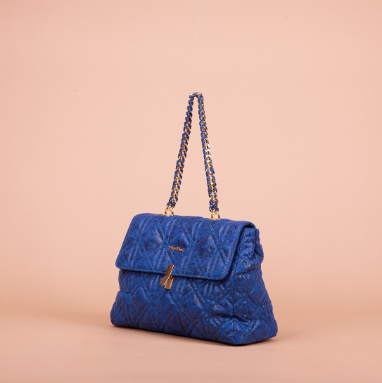 BORSA A MANO TRAPUNTATA CON LUREX BLU ART.M8-H200248
