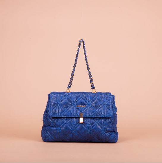 BORSA A MANO TRAPUNTATA CON LUREX BLU ART.M8-H200248