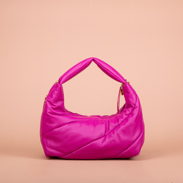 BORSA HOBO TRAPUNTATA CON ZIP FRONTALE FUXIA ART.M8-H200346