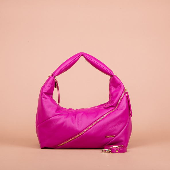 BORSA HOBO TRAPUNTATA CON ZIP FRONTALE FUXIA ART.M8-H200346