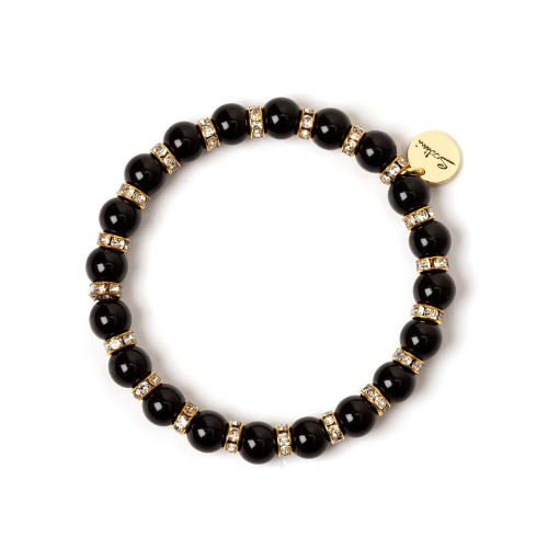 Bracciale elastico perle e anellini Drusilla - Nero