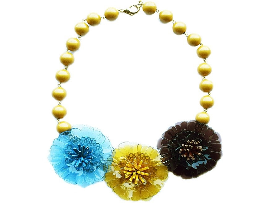 COLLANA GIROCOLLO FIORI COLORATI IN RESINA ART.952507A