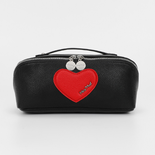BEAUTY CASE SET DA 3 CON CUORE NERO/ROSSO