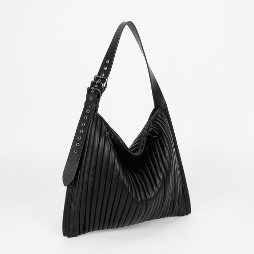 BORSA A SPALLA GRANDE PLISSETTATA NERO