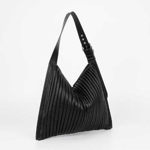 BORSA A SPALLA GRANDE PLISSETTATA NERO
