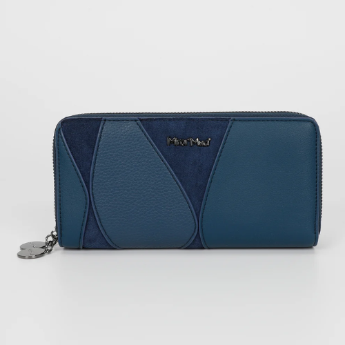 PORTAFOGLIO GRANDE CON PATCHWORK BLU