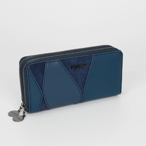 PORTAFOGLIO GRANDE CON PATCHWORK BLU