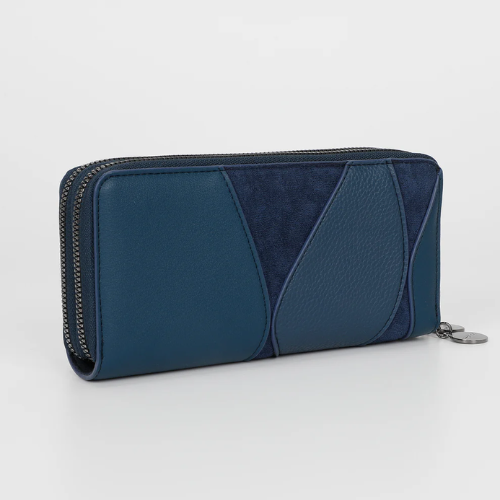 PORTAFOGLIO GRANDE CON PATCHWORK BLU