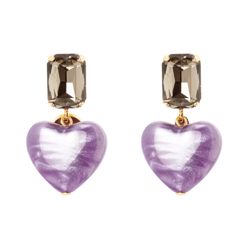 Orecchini cristallo e cuore Demetra - Viola