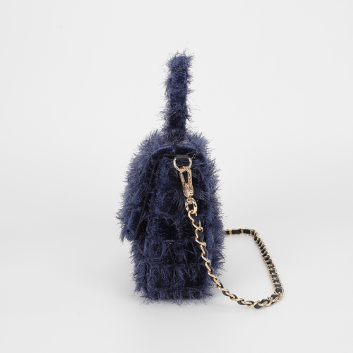 BORSA A TRACOLLA IN TWEED BLU
