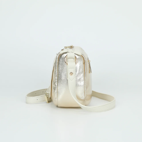 BORSA A TRACOLLA EFFETTO LAMINATO BIANCA 