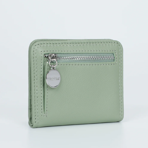 PORTAFOGLIO MEDIO IN PELLE VERDE ACQUA 