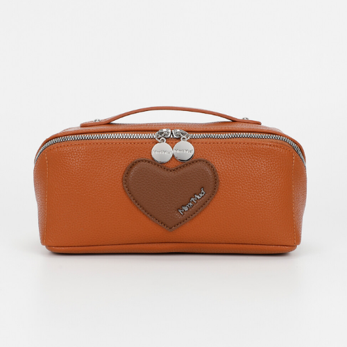 BEAUTY CASE SET DA 3 CON CUORE CUOIO/MORO