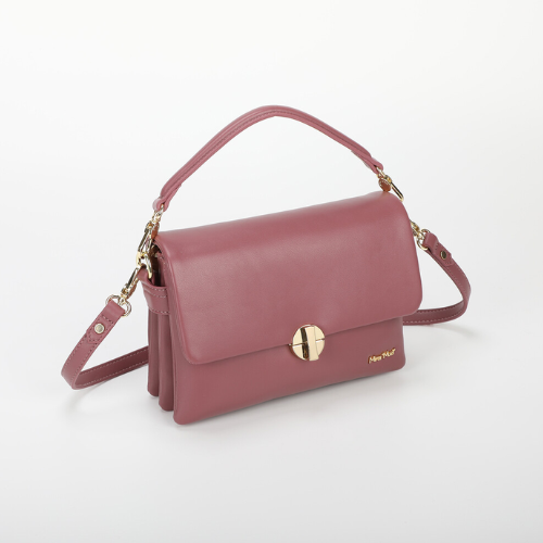 BORSA A TRACOLLA CON CHIUSURA TONDA MALVA