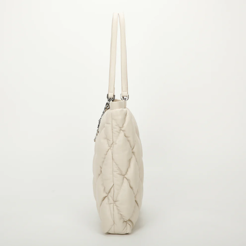 BORSA SHOPPER MORBIDA TRAPUNTATA PANNA