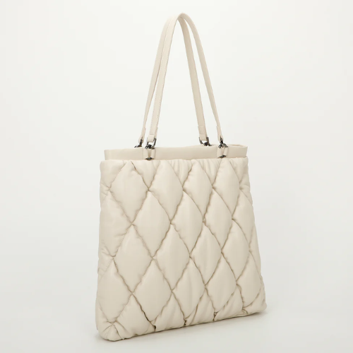 BORSA SHOPPER MORBIDA TRAPUNTATA PANNA