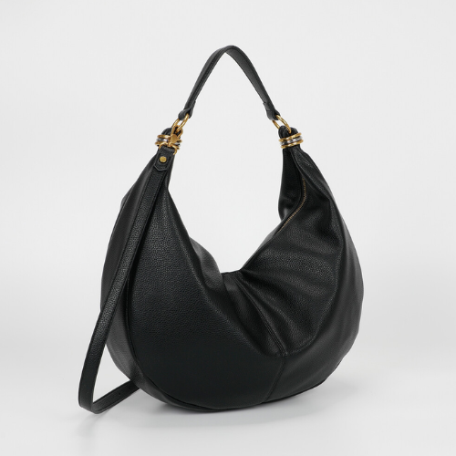 BORSA A SPALLA GRANDE CON ANELLI AI MANICI NERO