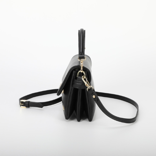 BORSA A TRACOLLA NERO CON CHIUSURA TONDA NERO