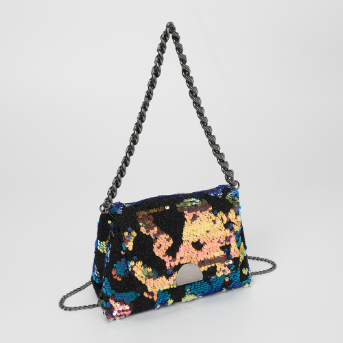 BORSA A MANO CON CATENA E PAILLETTES MISTO