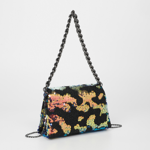 BORSA A MANO CON CATENA E PAILLETTES MISTO