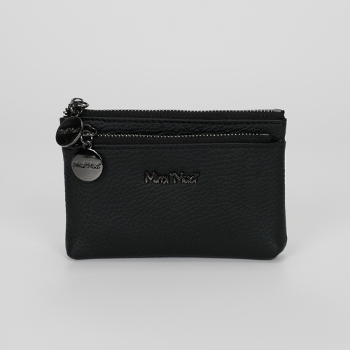 PORTAMONETE IN PELLE CON ZIP NERO