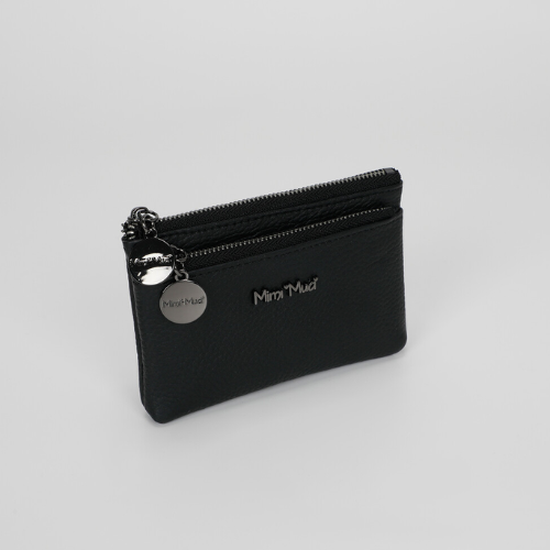 PORTAMONETE IN PELLE CON ZIP NERO