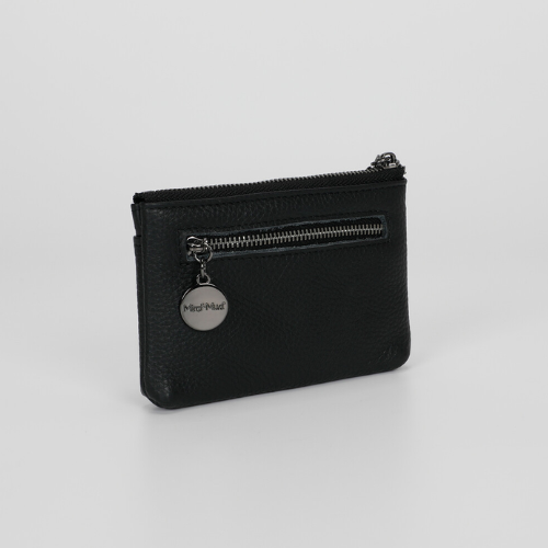 PORTAMONETE IN PELLE CON ZIP NERO