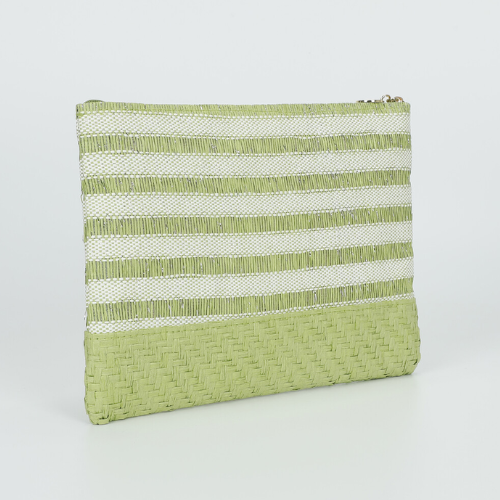 PORTAOGGETTI A RIGHE IN STRAW PAPER VERDE 