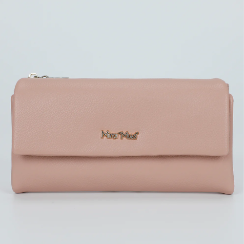 PORTAFOGLIO GRANDE CON PATTA E ZIP ROSA 
