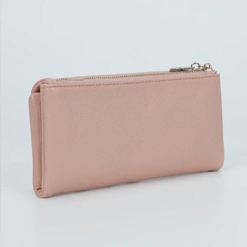 PORTAFOGLIO GRANDE CON PATTA E ZIP ROSA 